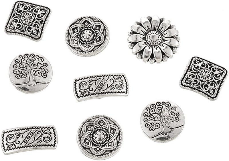 Armear Metal Buttons - 50Pcs Assorted Mixed Vintage Style Engraved Flower Decorative Round Buttons for Crafts Sewing Coats Jeans Suits DIY - Image 1